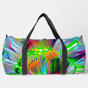 Neon Abstracte madeliefjes met levendige kleuren Plunjezak