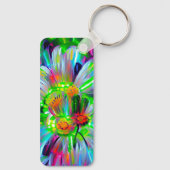 Neon Abstracte madeliefjes met levendige kleuren Sleutelhanger (Achterkant)