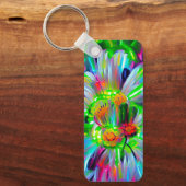Neon Abstracte madeliefjes met levendige kleuren Sleutelhanger (Voorkant)