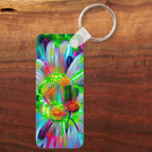 Neon Abstracte madeliefjes met levendige kleuren Sleutelhanger (Achterkant)