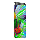 Neon Abstracte madeliefjes met levendige kleuren Thermosbeker (Geroteerd rechts)