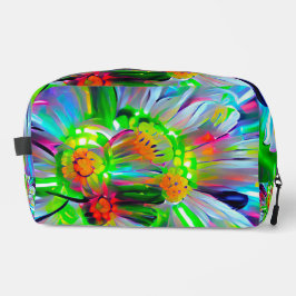 Neon Abstracte madeliefjes met levendige kleuren Toilettasje