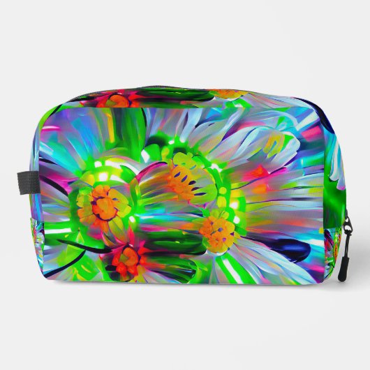 Neon Abstracte madeliefjes met levendige kleuren Toilettasje (Voorkant)