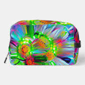 Neon Abstracte madeliefjes met levendige kleuren Toilettasje (Achterkant)