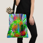 Neon Abstracte madeliefjes met levendige kleuren Tote Bag (Dichtbij)