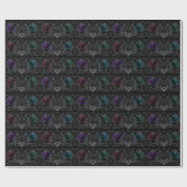 Neon, Abstracte Rozen op Black 30 x 6' Roll van Cadeaupapier (Vlak)