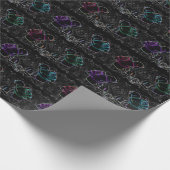 Neon, Abstracte Rozen op Black 30 x 6' Roll van Cadeaupapier (Hoek)