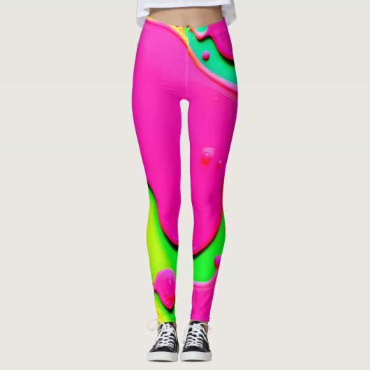 Neon Abstracte vloeibare dromen Leggings (Voorkant)