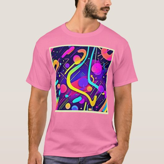 Neon Abstracte vorm kunst T-shirt (Voorkant)