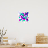 Neon Abstracte Vormen en Patronen Vierkant Poster (Keuken)
