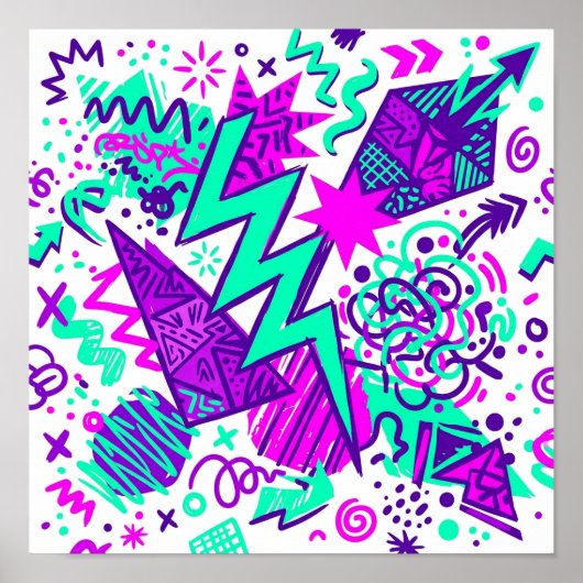 Neon Abstracte Vormen en Patronen Vierkant Poster (Voorkant)