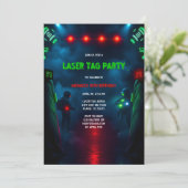 Neon Actie Spel Laser Label Tiener Verjaardagsfees Kaart (Staand voorkant)