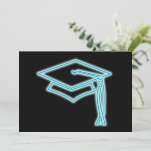 Neon Afstudeerder Pet Licht Blauw Kaart (Staand voorkant)