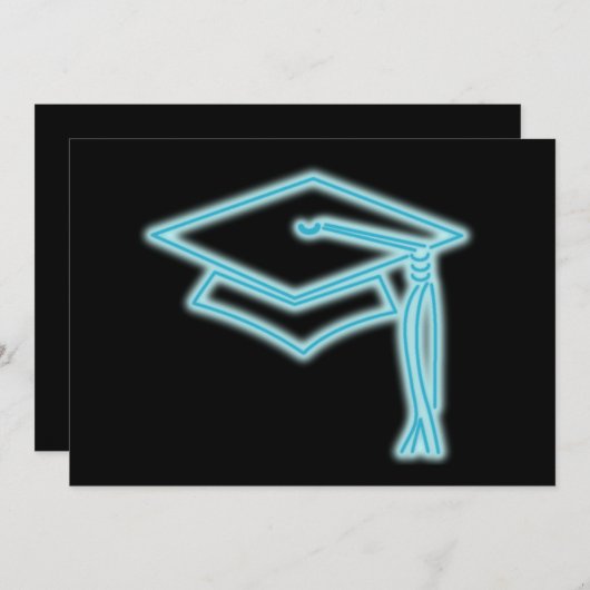Neon Afstudeerder Pet Licht Blauw Kaart (Voorkant / Achterkant)