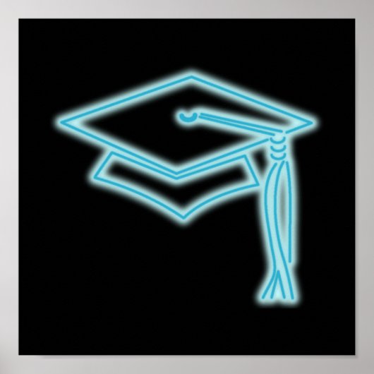 Neon Afstudeerder Pet Light Blue Poster (Voorkant)