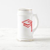 Neon Afstudeerder Pet Red Stein Bierpul (Voorkant rechts)