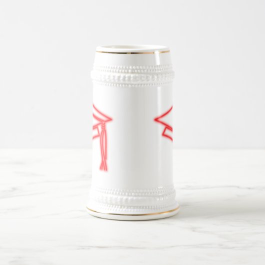 Neon Afstudeerder Pet Red Stein Bierpul (Center)