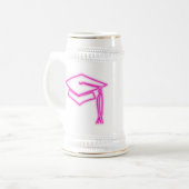 Neon Afstudeerder Pet Roze Stein Bierpul (Voorkant links)