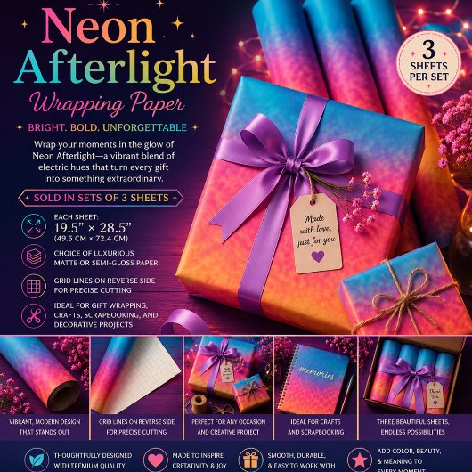 Neon Afterlight Inpakpapier Vel