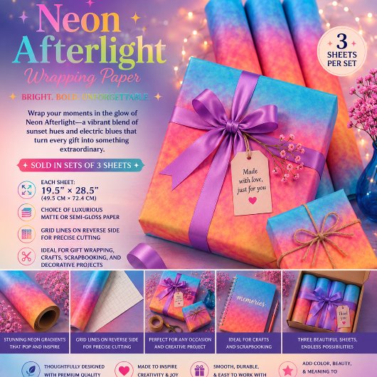 Neon Afterlight Inpakpapier Vel