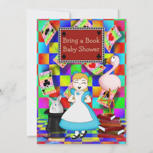 Neon Alice & Flamingo brengen een Baby shower van  Kaart (Voorkant)