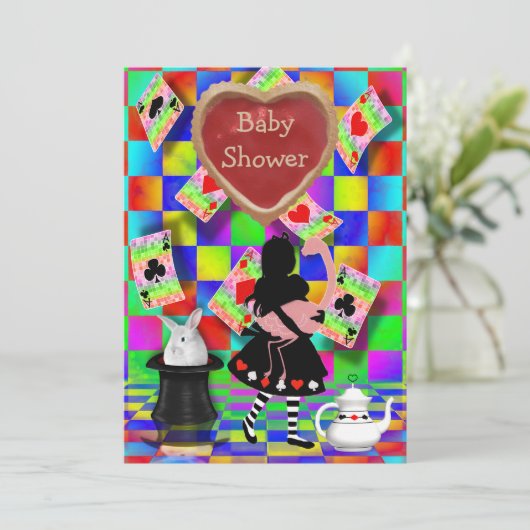 Neon Alice & Flamingo Jam Tart Heart Baby shower Kaart (Staand voorkant)
