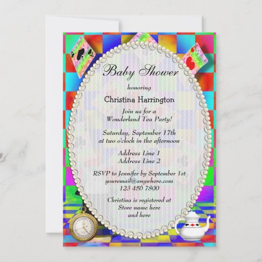 Neon Alice & Flamingo Jam Tart Heart Baby shower Kaart (Achterkant)