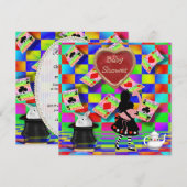 Neon Alice & Flamingo Jam Tart Heart Baby shower Kaart (Voorkant / Achterkant)