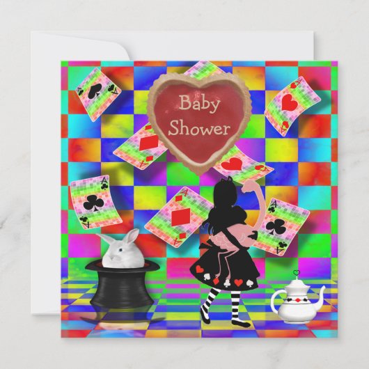 Neon Alice & Flamingo Jam Tart Heart Baby shower Kaart (Voorkant)
