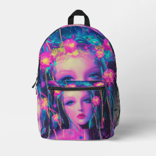 Neon Alien Goddess Bedrukte Rugzak