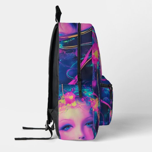 Neon Alien Goddess Bedrukte Rugzak (Links)