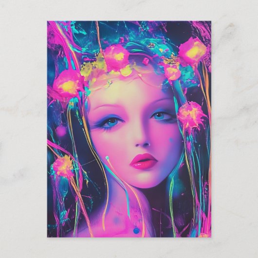 Neon Alien Goddess Briefkaart (Voorkant)