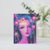 Neon Alien Goddess Briefkaart (Staand voorkant)