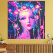 Neon Alien Goddess Canvas Afdruk (Insitu (Woonkamer))