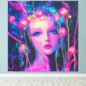 Neon Alien Goddess Canvas Afdruk (Insitu (Houten vloer))
