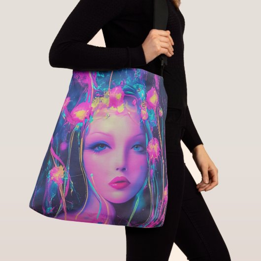 Neon Alien Goddess Crossbody Tas (Dichtbij)