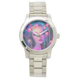 Neon Alien Goddess Horloge