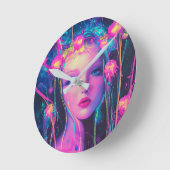 Neon Alien Goddess Ronde Klok (Hoek)