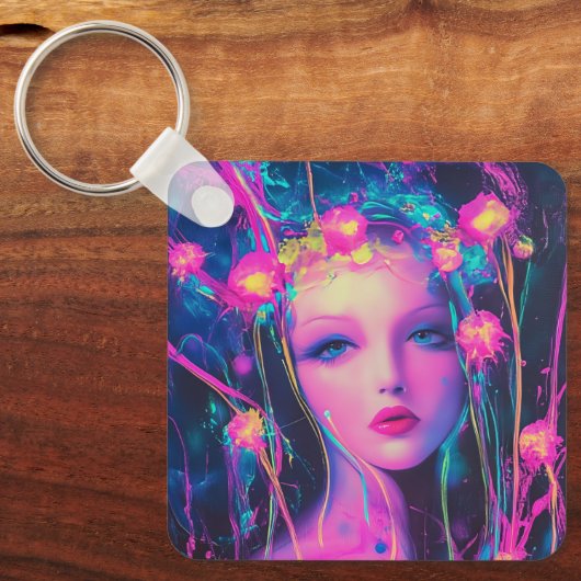 Neon Alien Goddess Sleutelhanger (Voorkant)