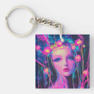 Neon Alien Goddess Sleutelhanger