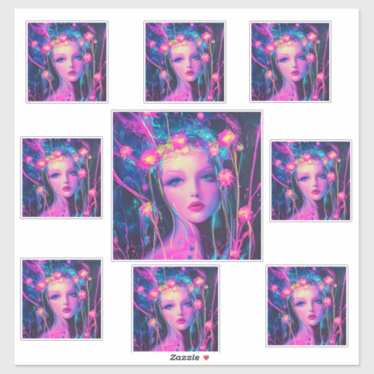 Neon Alien Goddess Sticker (Vel)