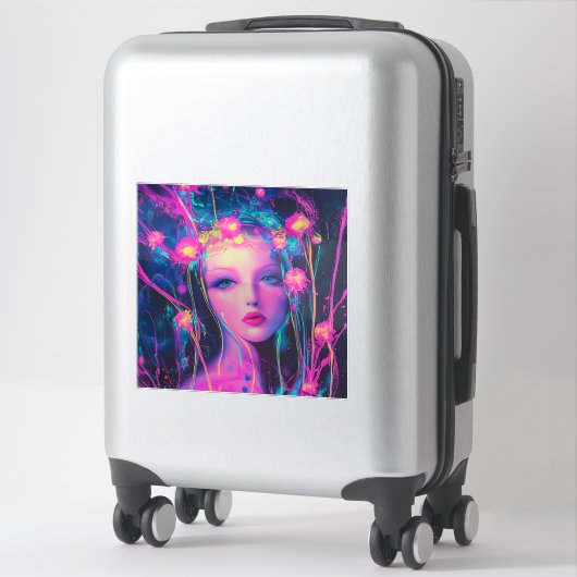 Neon Alien Goddess Sticker (Koffer)