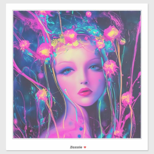 Neon Alien Goddess Sticker (Vel)