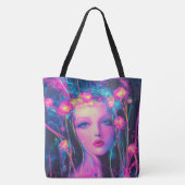 Neon Alien Goddess Tote Bag (Achterkant)