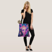 Neon Alien Goddess Tote Bag (Op model)