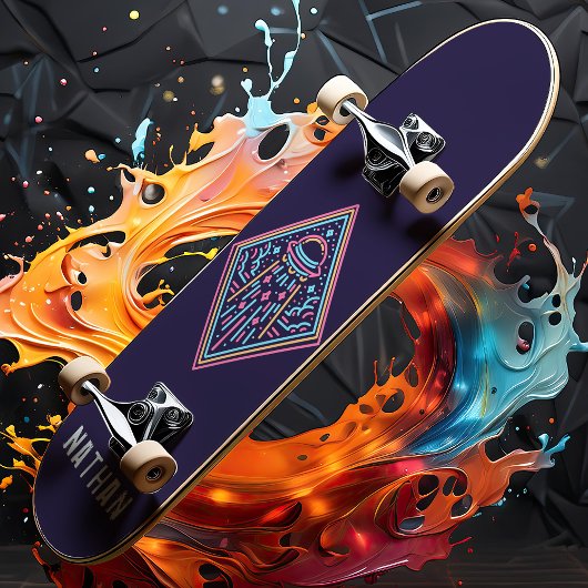 Neon Alien Invasion Persoonlijke naam Persoonlijk Skateboard