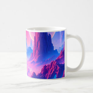 Neon Alien Planet Mok Sci-Fi Cosmic Coffee Cup
