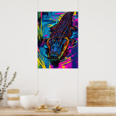 Neon Alligator Moeras Kunst Poster (Keuken)