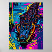 Neon Alligator Swamp Art Poster (Voorkant)