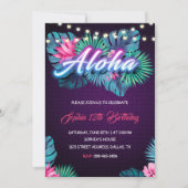 Neon Aloha Birthday Uitnodiging (Voorkant)